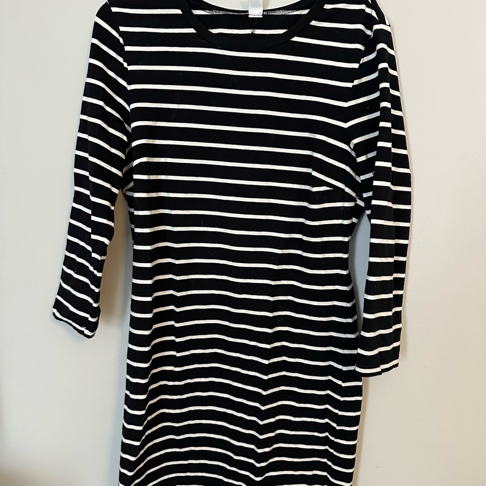 Old Navy Black and White Sheath Dress Long Sleeve Crew Neck large